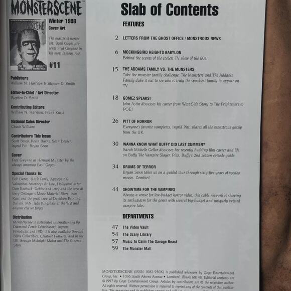 1998 Monster Scene Magazine 11 Herman Munster Fred Gwynne Basil Gogos Addams 13B - Picture 3 of 3